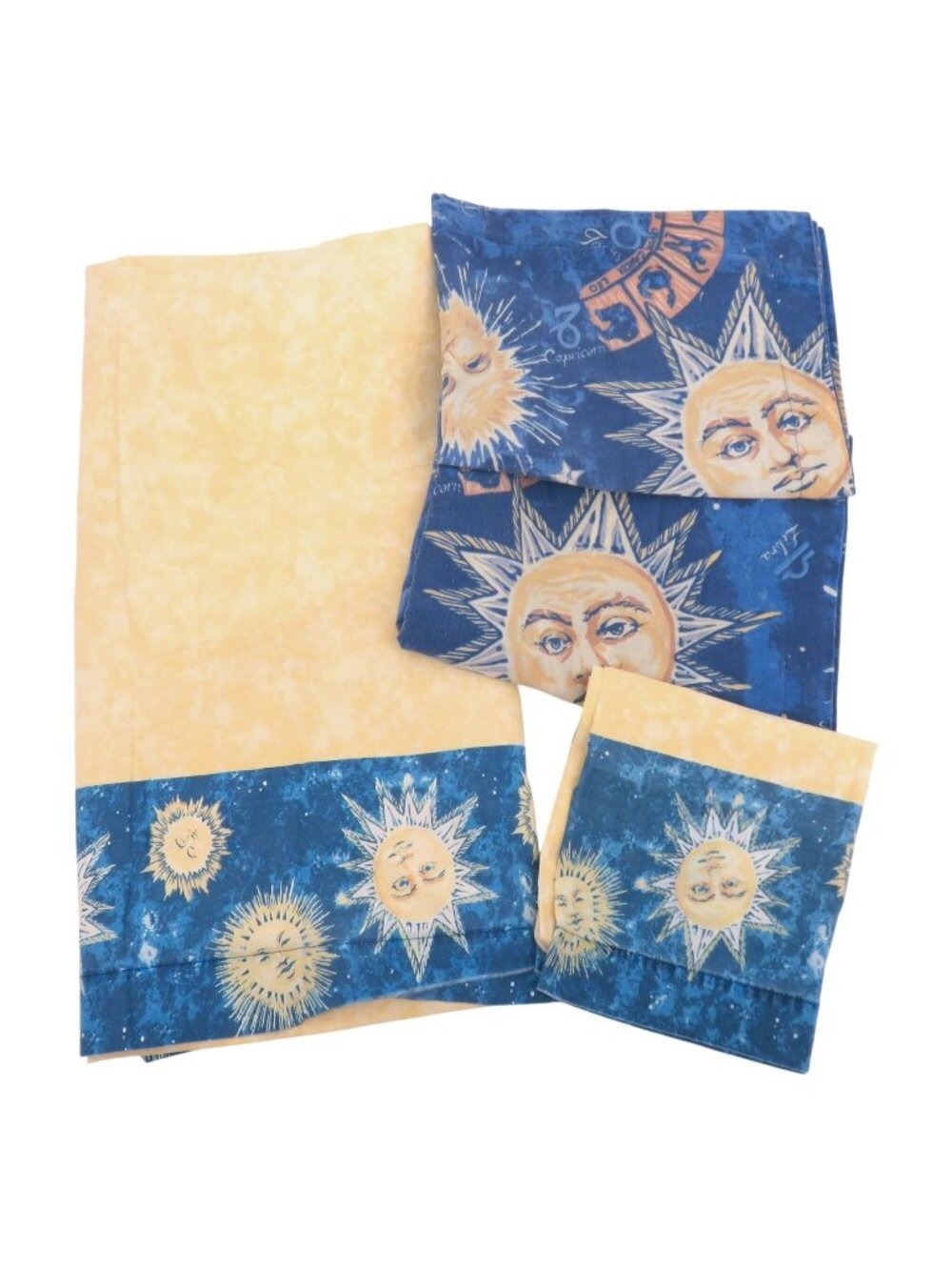 Beco 1 Flat Sheet 2 Pillow Shams 1 Pillowcase Celestial Sun Moon Stars Zodiac
